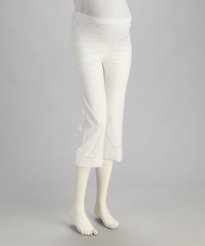 QT Maternity White Cuffed Mid-Belly Maternity Capri Pants.jpg